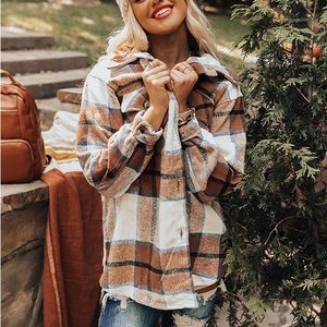 Plaids oversized fit women button front shacket